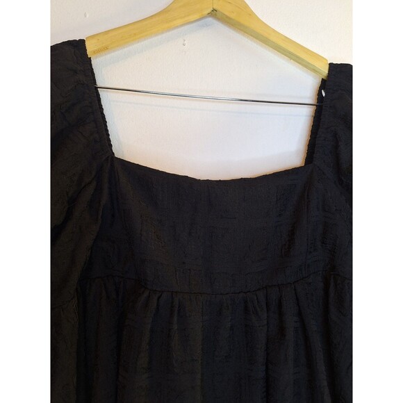 SWEET LEMON Black Puff Sleeve Babydoll Mini Dress Sz M Whimsy Goth Witchy Mature - Picture 5 of 11